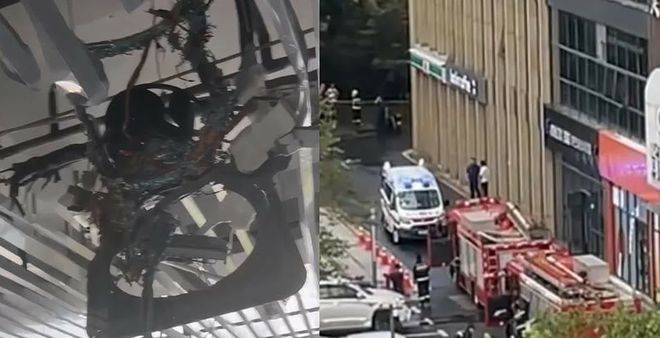 杭州一写字楼空调爆炸致维修工人身亡现场惨烈碎片遍地都是(图2)