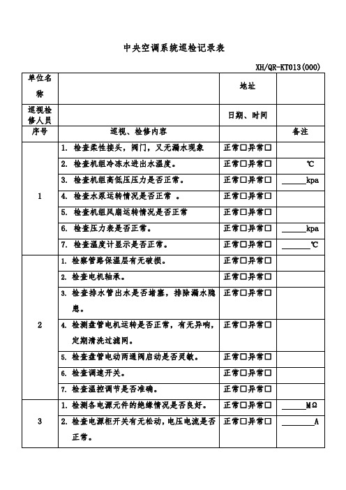 中央空调系统巡检记录表(图2)