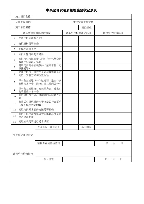 中央空调系统巡检记录表(图1)