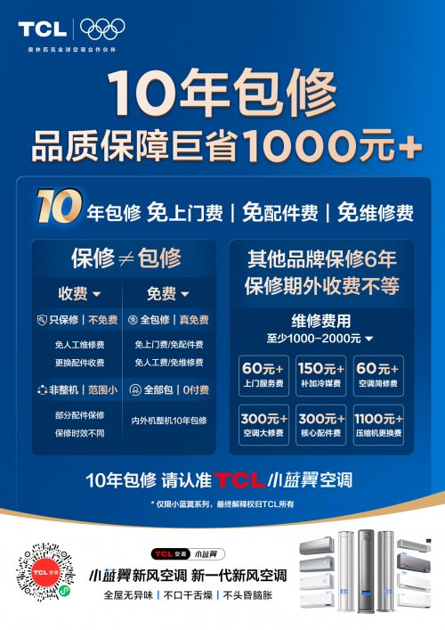 “十年包修”品质承诺TCL空调全方位护航用户健康空气品质生活